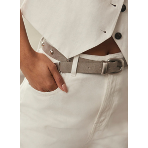 Mint Velvet Grey Suede Studded Belt